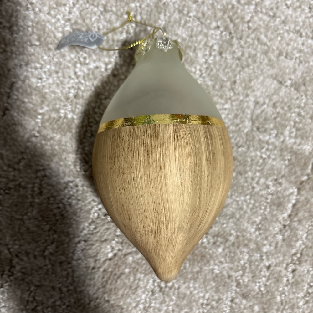 Karma Gifts Wood Painted Glass Teardrop Ornament 5.5” Birch